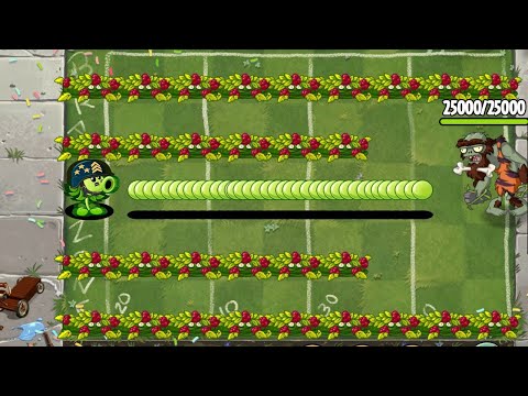 PvZ 2 Hard Challenge - 100 Plant Level 1 Vs Custom Jurassic Rockpuncher 25000 HP