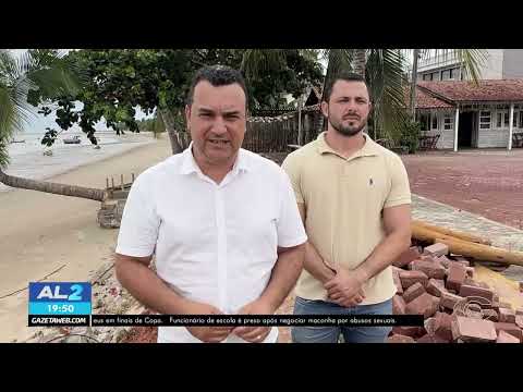 Maré alta e ventos fortes causam destruição em praça de eventos de Porto de Pedras - 16/07/2026
