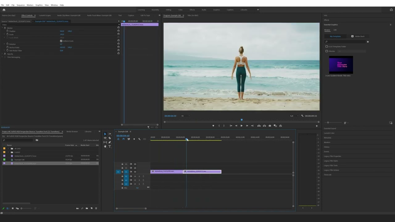How to use and edit Transition Templates in Premiere Pro