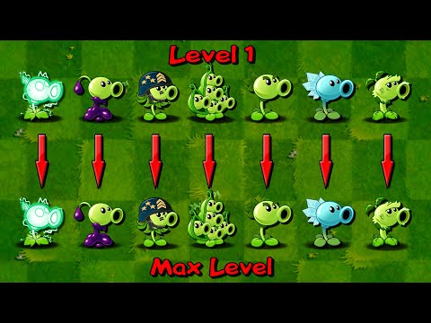 All Peashooters Level 1 vs Max Level - PvZ 2 Plant vs Plant