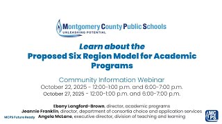 MCPS Secondary Program Analysis Plan - Six Regional Model Webinar 1