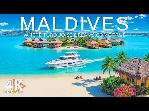 Maldives 4K ⛵  Stunning Beaches & Crystal Clear Waters Aerial Views  With Deep House Chill Music