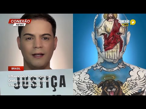 Vídeo: Influenciador homenageia cão Orelha com pintura corporal: ‘Chega de maus-tratos’.