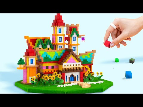 CraftStates - DIY - How to build a Minecraft Castle From Magnetic Blocks (ASMR Satisfying)