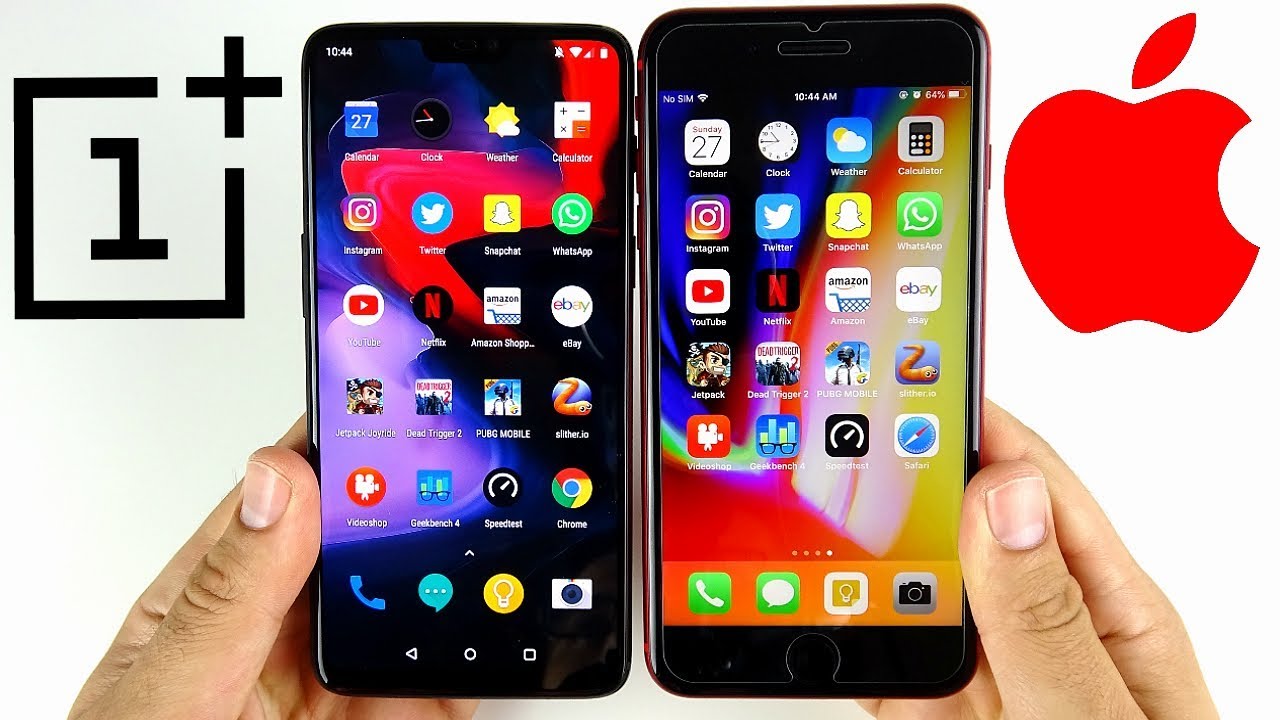 OnePlus 6 vs iPhone 8 Plus Speed Test!