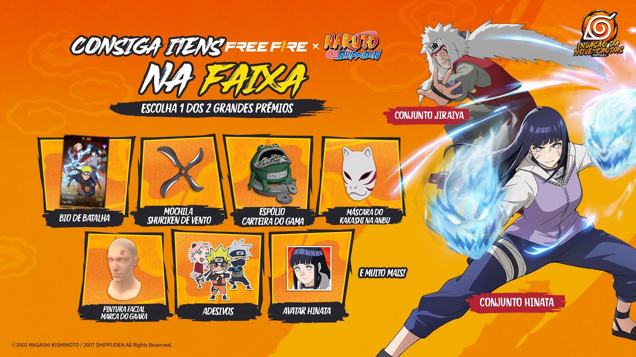 ITENS NA FAIXA: NARUTO SHIPPUDEN | FREE FIRE BRASIL