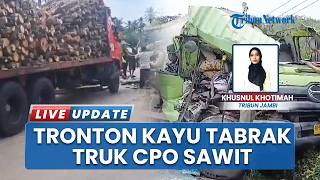 Adu Banteng Truk Tronton Kayu vs Truk Tangki di Batang Hari, Sopir CPO Alami Patah Kaki