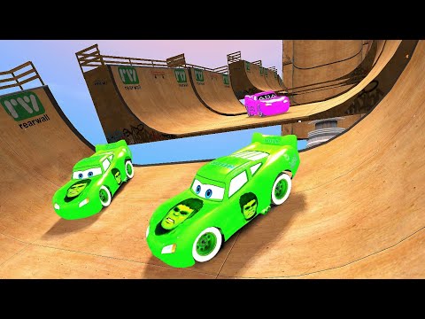 GTA 4🤢 Hulk McQueen And Squid Game McQueen Huge Car Jump Testing - GTA IV Ramp Testing