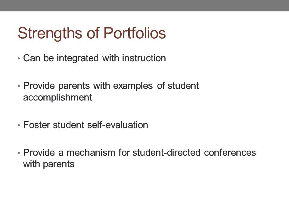 The Portfolio as an Assessment Tool