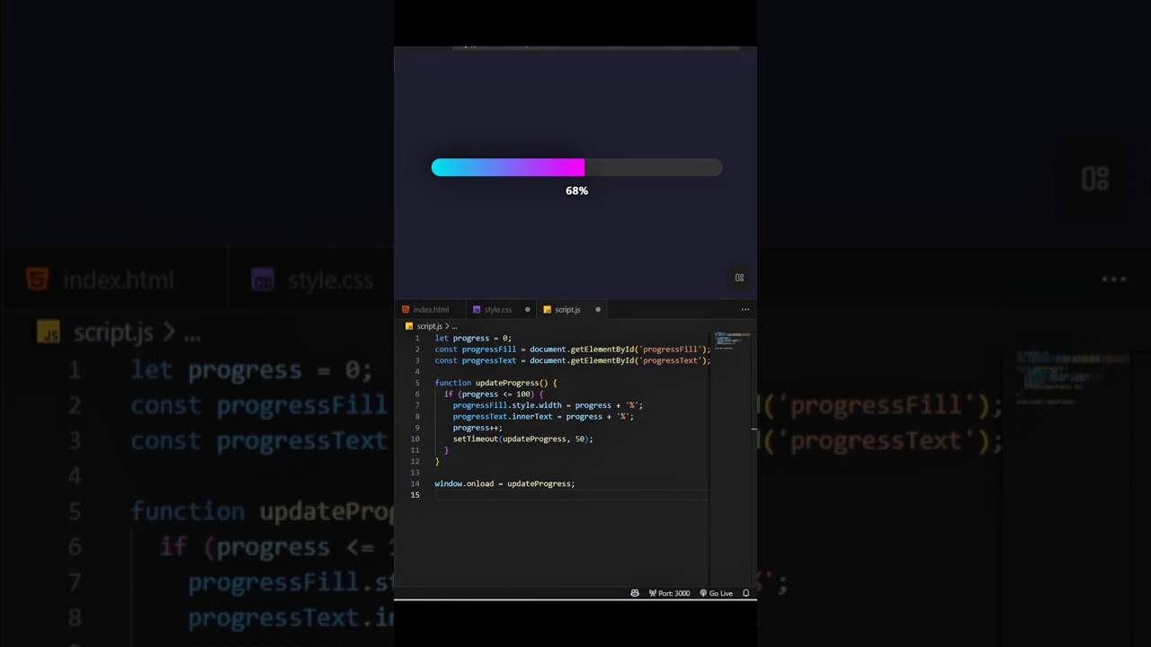 Animated Progress Bar using HTML, CSS & JavaScript. Smooth & Easy Tutorial for Beginners. #coding