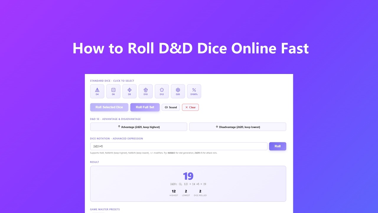 How to use Dice Roller - Video Tutorial