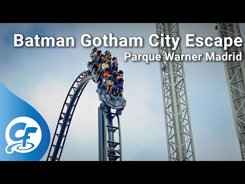 Batman Gotham City Escape 4K off-ride B-Roll Parque Warner Madrid