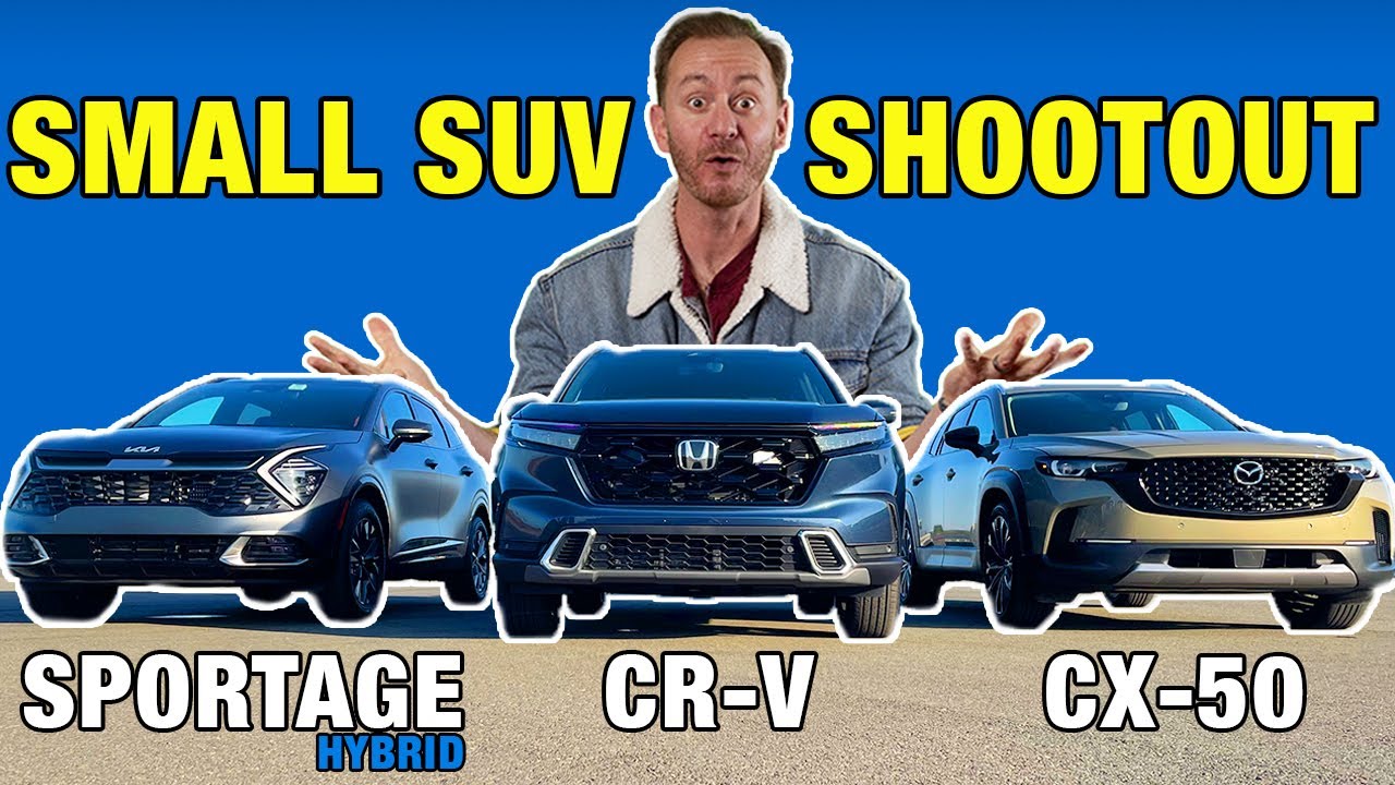 2ifuTsh6eoc - 2023 Honda CR-V vs. 2023 Kia Sportage Hybrid vs. 2023 Mazda CX-50 | Compact SUV Comparison Test