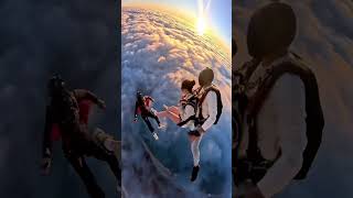 知らんやつと初のスカイダイビング #ai #capcut #skydiving