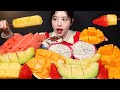 SUB Fruit Mukbang Mangoes Giant Strawberries Melon Watermelon Pineapple Etc Asmr