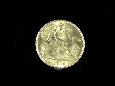 Great Britain 1/2 Sovereign Gold Coin, Minted in 1913, Brilliant Uncirculated Condition (0.1177 Oz).