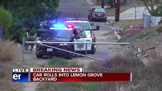 Car rolls down hill, into fence of Lemon Grove home