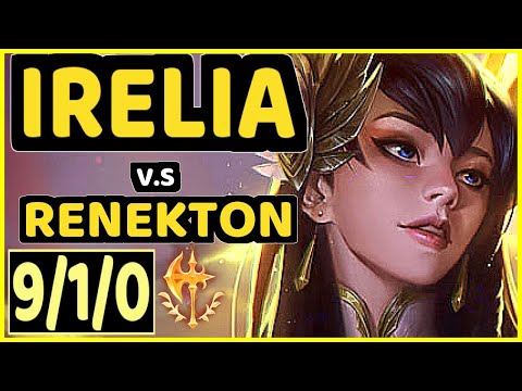 SOLARBACCA (IRELIA) vs RENEKTON - 9/1/0 KDA TOP GAMEPLAY - NA Ranked MASTER