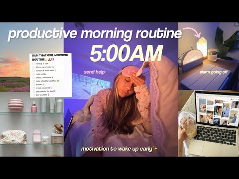 5AM productive morning routine before the day☁️ motivating + realistic