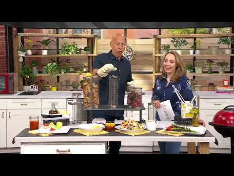 ivtivfu Rolling Grill Basket, Removable Wooden Handle, 304 Stainless Steel, Nesting Grilling Tools, Smoker BBQ Accessories for Vegetable, Outdoor Cooking Camping, Birthday Gifts for Men Dad Husband video review thumbnail