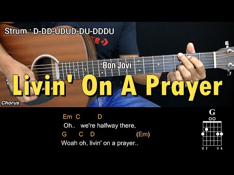Livin' On A Prayer - Bon Jovi | EASY Guitar Tutorial with Chords - Guitar Lessons