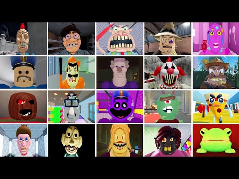 Scary Obby Jumpscares Siren cop,Escape Frog,Barry Prison,Crazy pizza Escape Grumpy Gran,Doll Curse