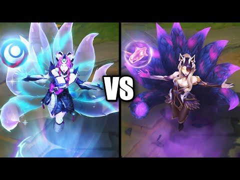 Snow Moon Ahri vs Coven Ahri Skins Comparison (League of Legends)