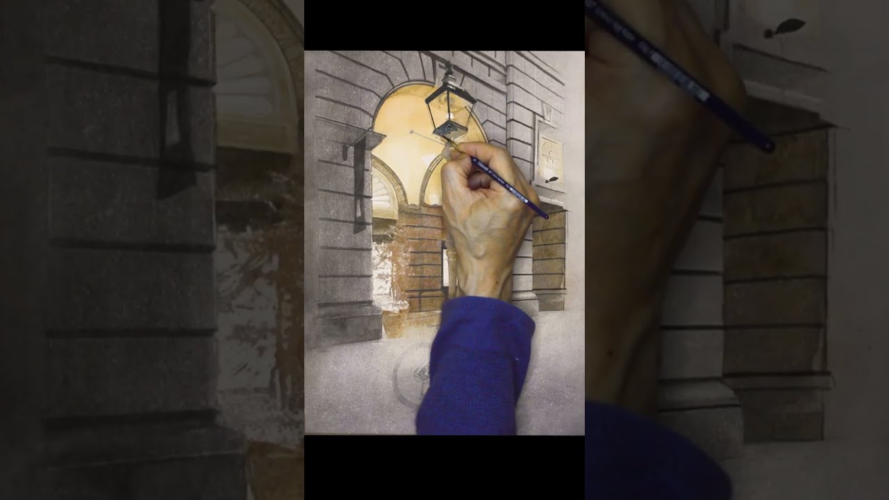 [水彩で描く、神戸旧居留地の夕暮れ時] 水彩画　ショート動画　 Masato Watanabe #水彩メイキング #watercolor #水彩画 #painting