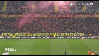 Le vibrant hommage des supporters lensois avant la recontre Lens - Clermont. (11/03/2016)
