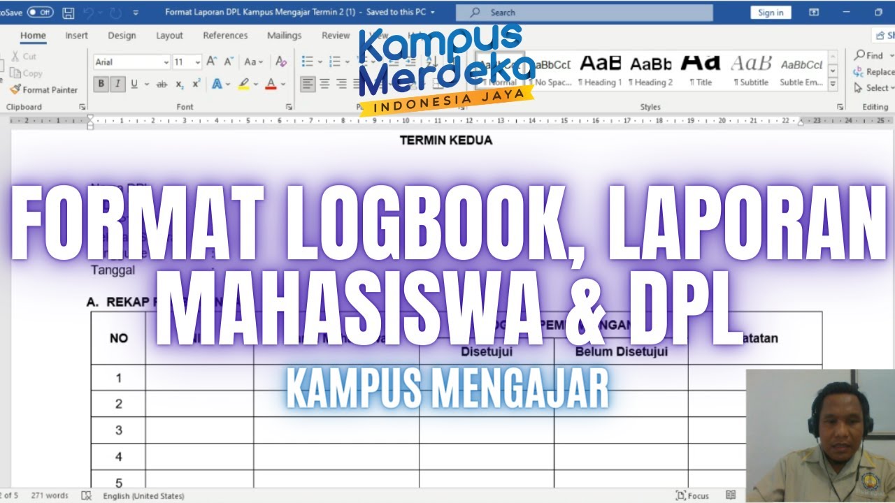Format Logbook, Laporan Awal, Mingguan Mahasiswa & Format Laporan DPL Kampus Mengajar Termin 1 dan 2