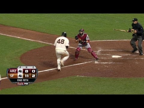 ARI@SF: Ross' strong throw nails Panda at the plate