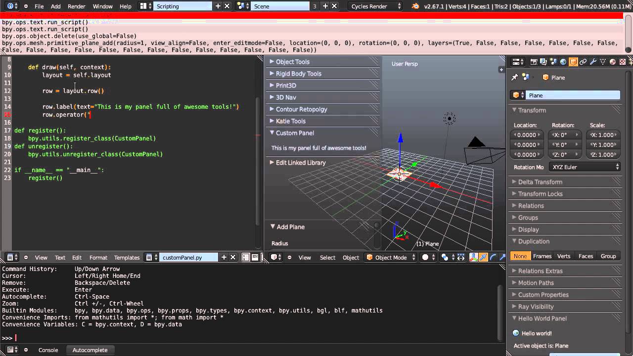 Creating a Custom Toolbar Panel with Python Scripting
