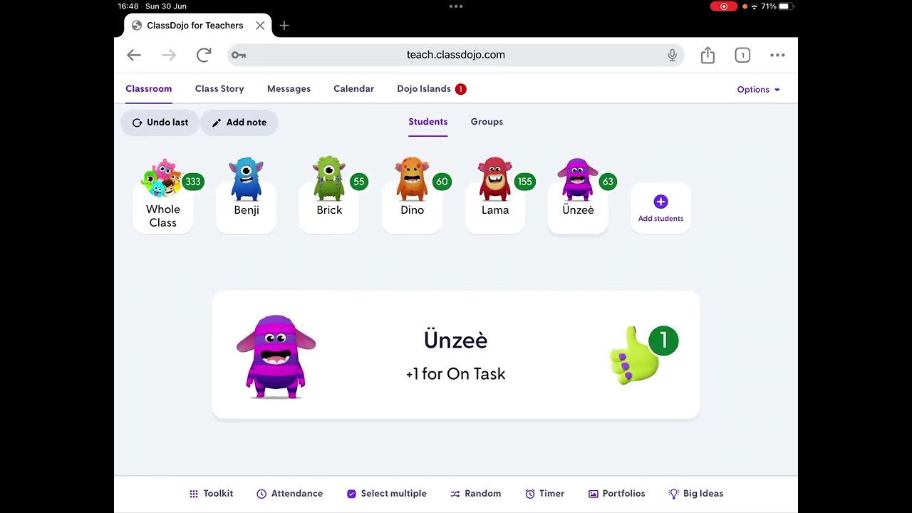 Positive and negative sounds on ClassDojo