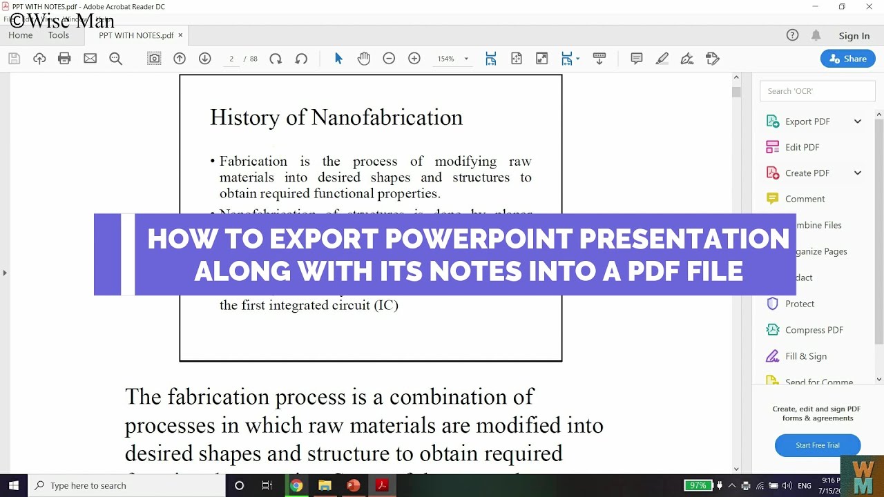 HOW TO EXPORT POWERPOINT PRESENTATION ALONG WITH ITS NOTES INTO A PDF FILE
