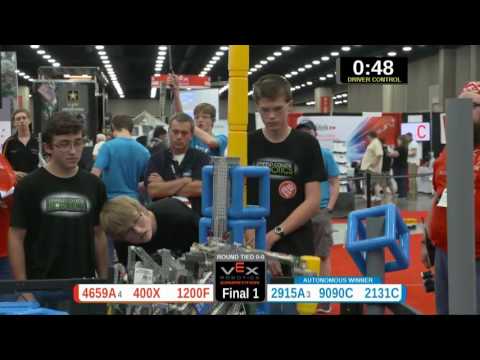 2015 VRC Sci Finals1 - 4659A 400X 1200F vs 2915A 9090C 2131C - 75 to 43 - VEX Worlds 2015
