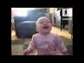 Baby Girl Laughing Hysterically At Dog Eating Popcorn