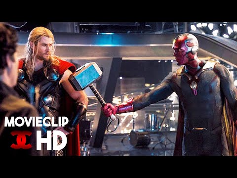 [HINDI] Avengers Age of Ultron (2015) Vision Lift's Thor Hammer - Movie Clip HD