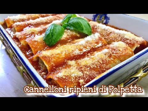 CANNELLONI RIPIENI DI POLPETTA ricetta facile CANNELLONI PASTA WITH MEATBALLS - Tutti a Tavola