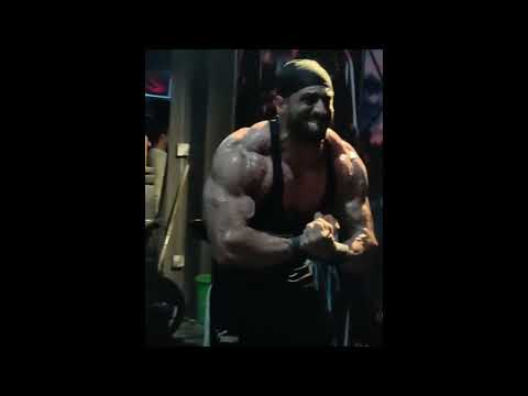 huge monster bodybuilder 120 kg of muscles working out