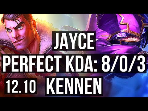 JAYCE vs KENNEN (TOP) | 8/0/3, 7 solo kills, Legendary, 300+ games | KR Grandmaster | 12.10