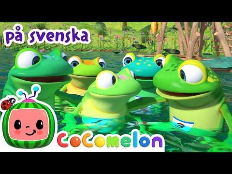 Fem gröna grodor små | Barnramsor | Sånger för barn | CoComelon Svenska