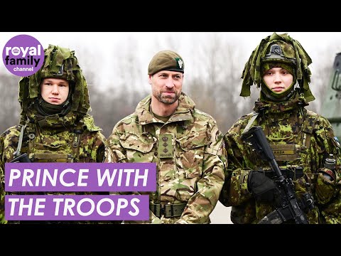 The Prince of Wales Meets Military Troops at Camp in Estonia