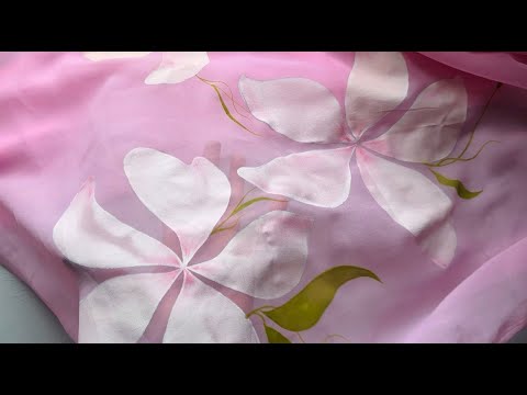 Easy Fabric Painting Tutorial | Flowers Shading Technique on Georgette Fabric