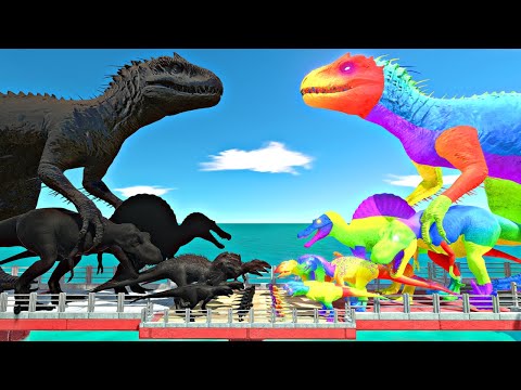 Dinosaurs Bridge Challenge | Shadow Itself vs Rainbow Itself - Animal Revolt Battle Simulator