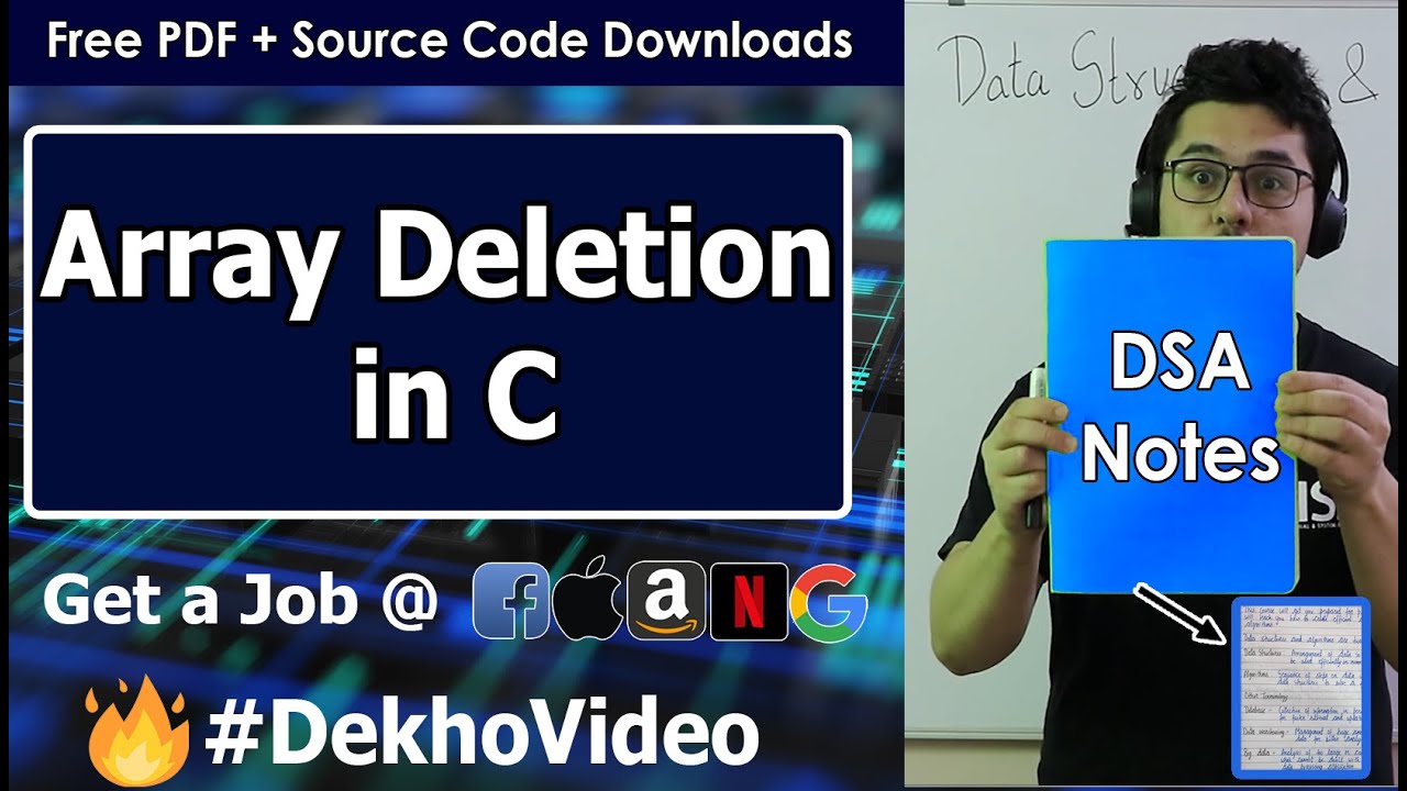 Video thumbnail for Coding Deletion Operation in Array Using C Language (With Notes)