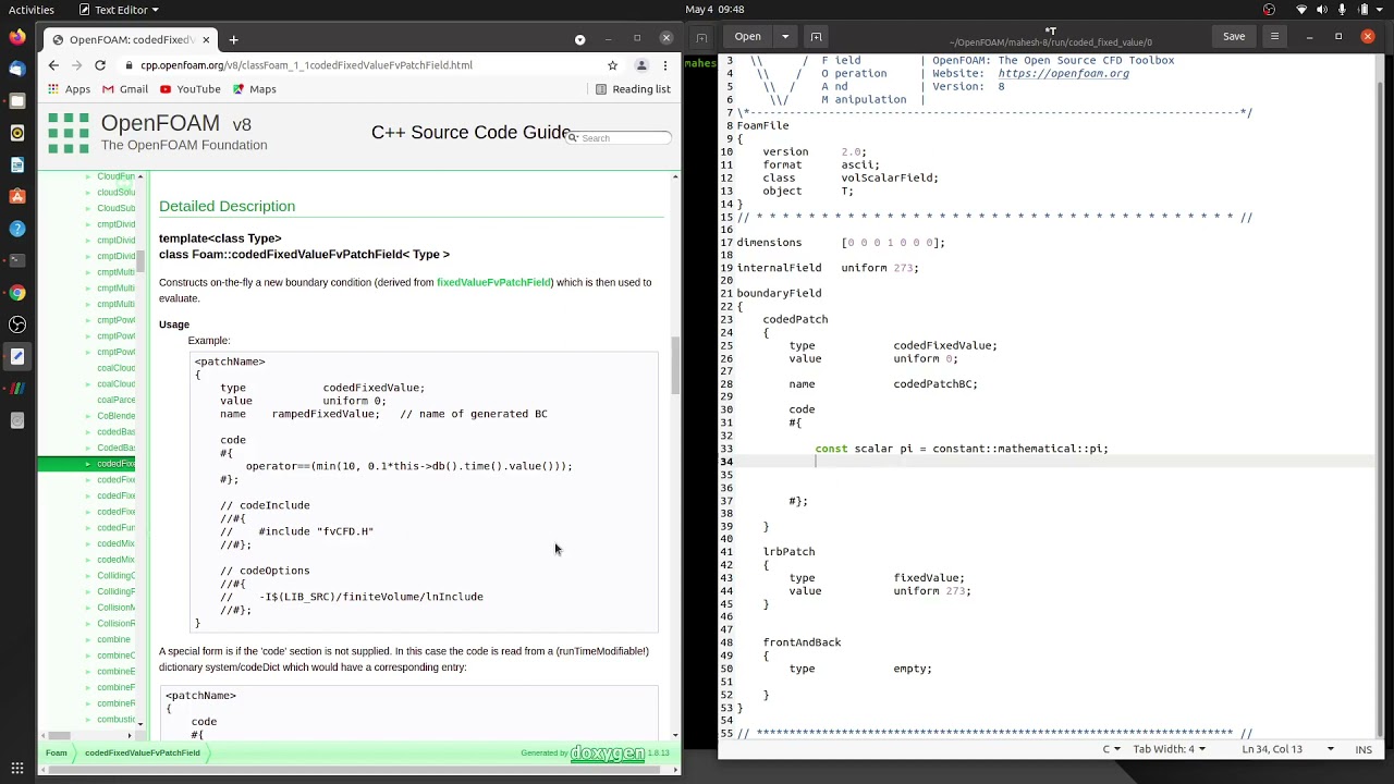 codedFixedValue boundary condition in OpenFOAM.