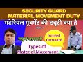 Material Movement Process Material Movement Kya Hai Material Movement Security Guard Duty