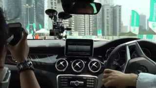 Nico Rosberg drives a Mercedes Benz GLA 45 AMG