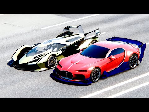 Bugatti Atlantic GTR Concept vs Lamborghini V12 Vision GT - Drag Race 20 KM