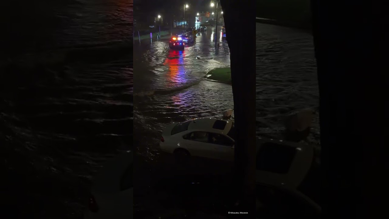 Plastic Bag Floats Down Street During Dramatic Flash Flooding Event